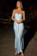 Sheath Strapless Neck Sleeveless Backless Floor-Length Prom Dress