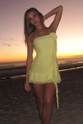 Sheath Strapless Sleeveless Zipper Up 3D Flowers Short-Mini Homecoming Dress