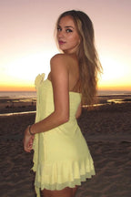 Sheath Strapless Sleeveless Zipper Up 3D Flowers Short-Mini Homecoming Dress