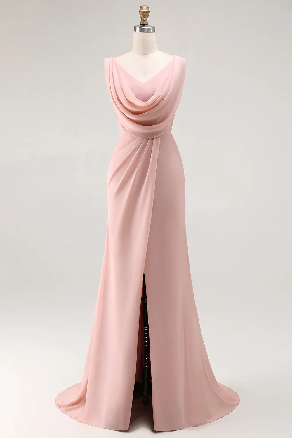 Sheath V Neck Sleeveless Up Slit Floor-Length Prom Dress