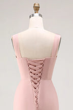 Sheath V Neck Sleeveless Up Slit Floor-Length Prom Dress