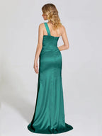Trumpet One-Shoulder Sleeveless Zipper Up Sweep/Brush Train Prom Dress