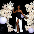 Two Tone Showstopping Strapless Prom Dress With High Slit Floor Length Black White Evening Gown For Prom Goers