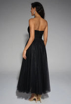 Unique A-Line Straight Neck Sleeveless Backless Ankle Length Prom Dress