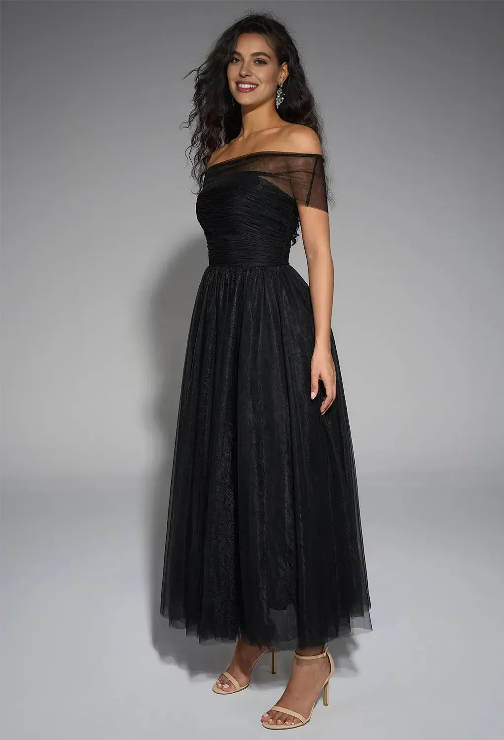 Unique A-Line Straight Neck Sleeveless Backless Ankle Length Prom Dress