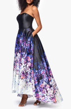Unique A-Line Strapless Sleeveless Zipper Up High Low-Length Prom Dress