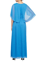 Unique A-Line V Neck Capelet Sleeve Zipper Up Floor-Length Prom Dress
