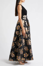 Unique A-Line V Neck Sleeveless V Back Floor-Length Prom Dress