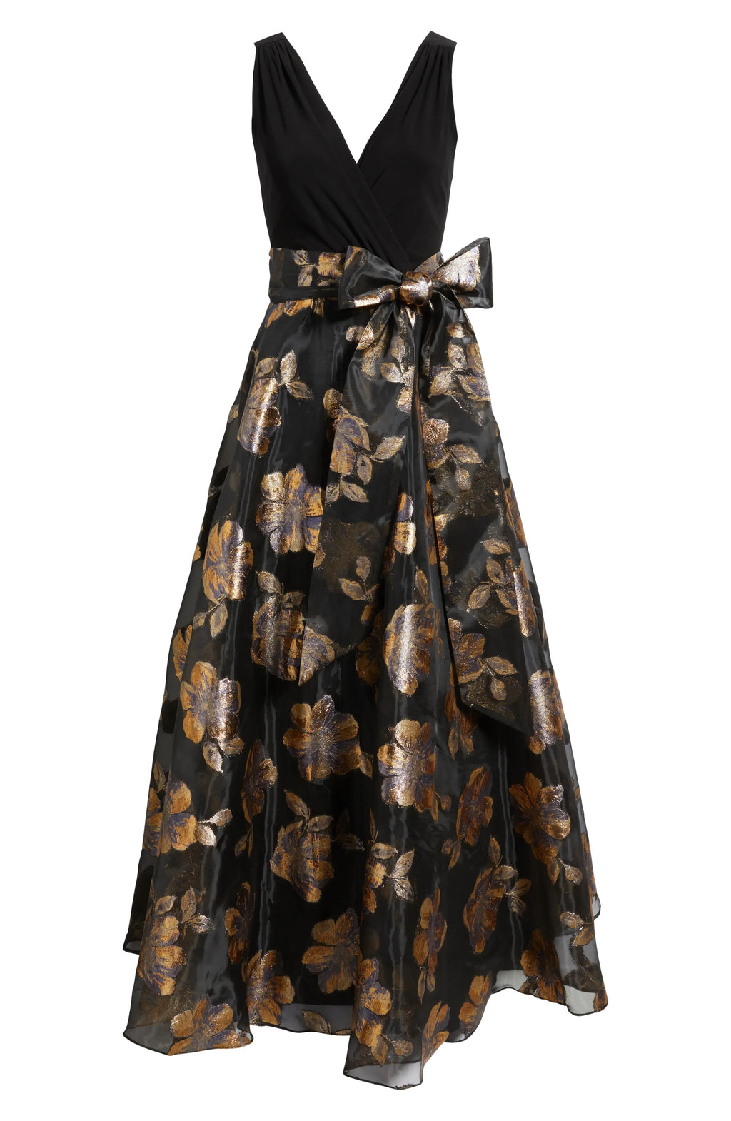Unique A-Line V Neck Sleeveless V Back Floor-Length Prom Dress