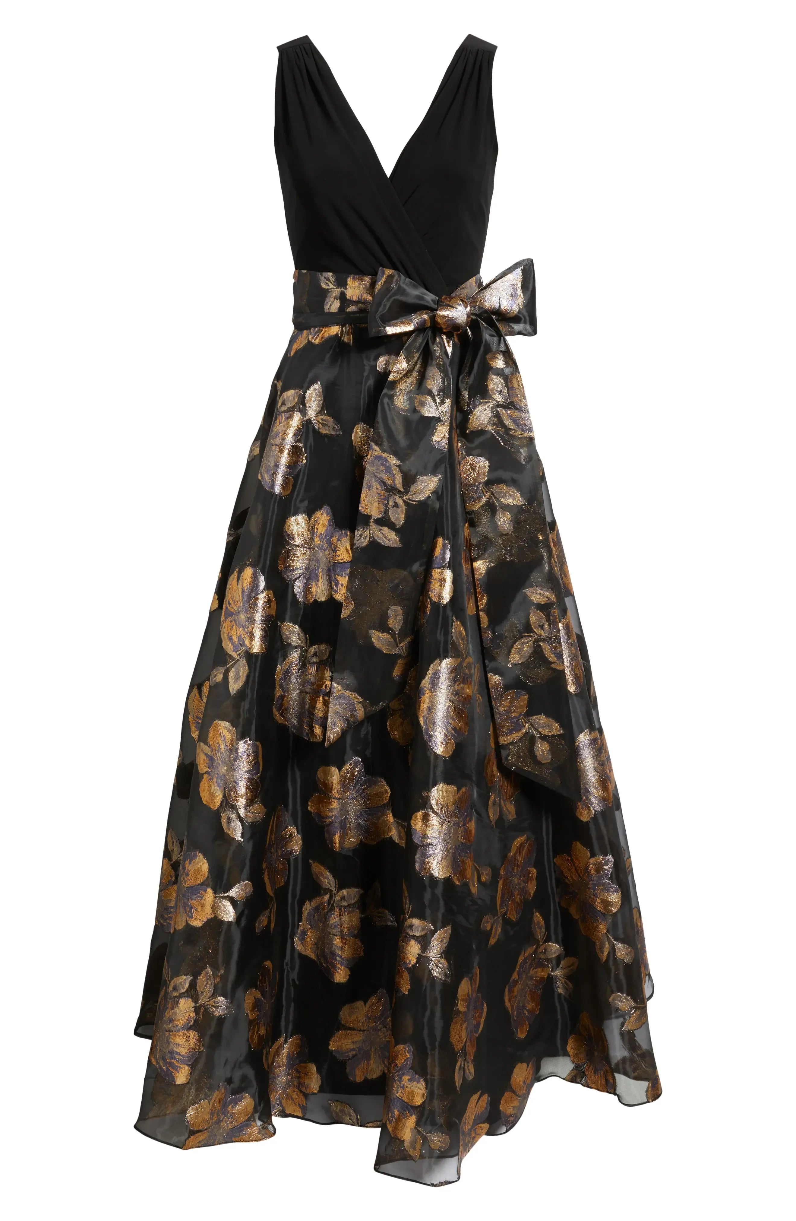 Unique A-Line V Neck Sleeveless V Back Floor-Length Prom Dress