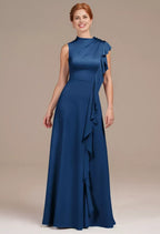 Unique A-line Bateau Neck Sleeveless Floor Length Mother of the Bride Dress