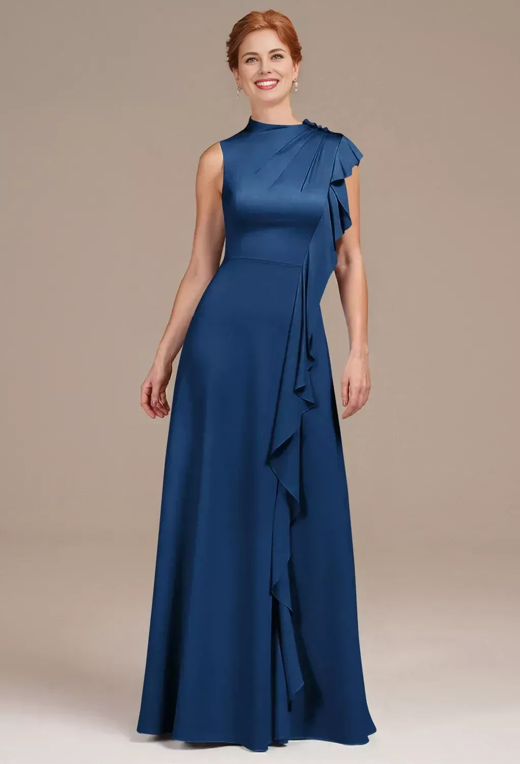 Unique A-line Bateau Neck Sleeveless Floor Length Mother of the Bride Dress