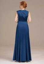 Unique A-line Bateau Neck Sleeveless Floor Length Mother of the Bride Dress