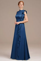 Unique A-line Bateau Neck Sleeveless Floor Length Mother of the Bride Dress