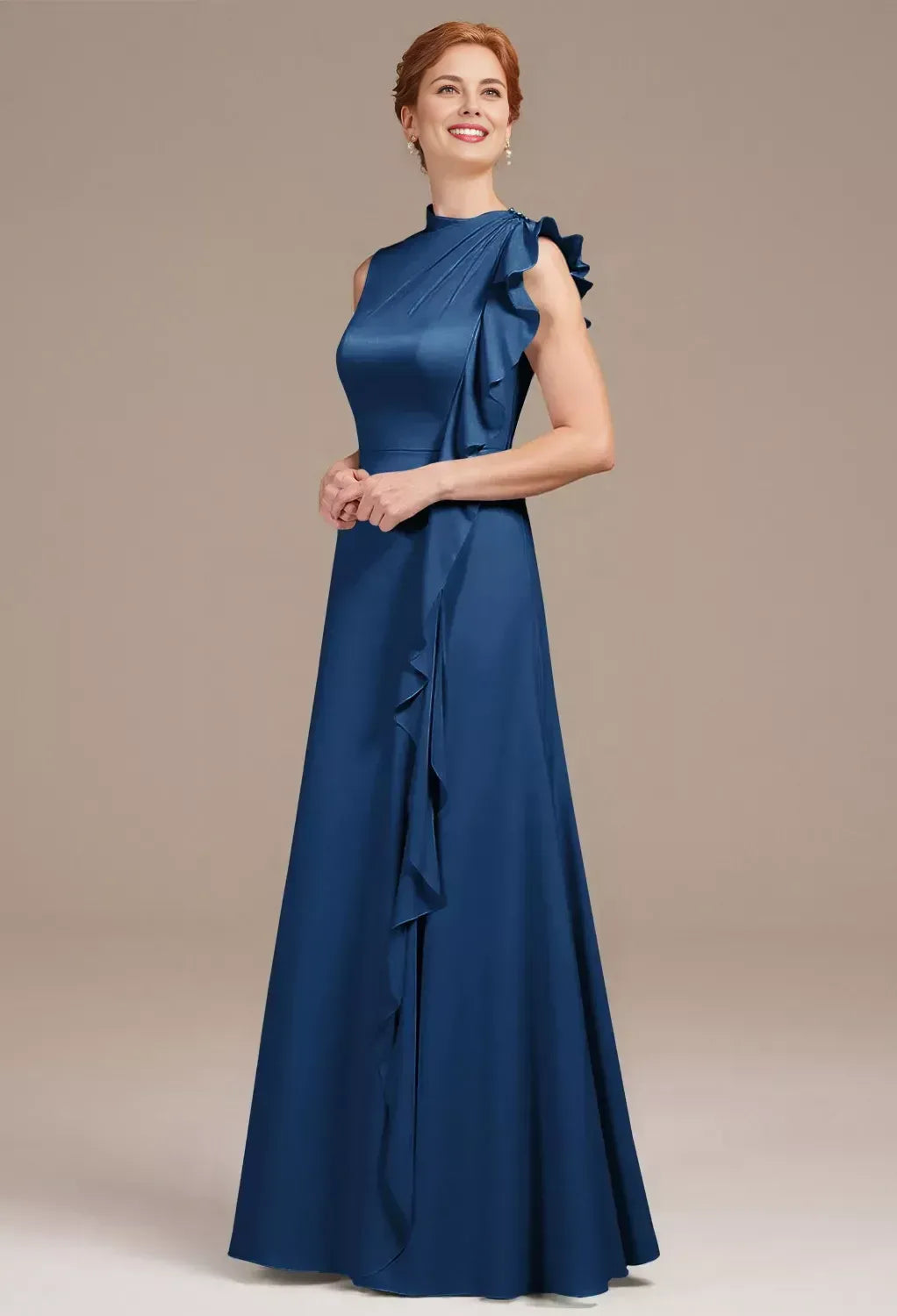 Unique A-line Bateau Neck Sleeveless Floor Length Mother of the Bride Dress