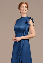 Unique A-line Bateau Neck Sleeveless Floor Length Mother of the Bride Dress