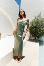 Unique Bodice Off The Shoulder Sleeveless Zipper Up Floor-Length Cocktail Dress
