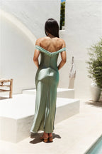Unique Bodice Off The Shoulder Sleeveless Zipper Up Floor-Length Cocktail Dress