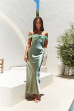 Unique Bodice Off The Shoulder Sleeveless Zipper Up Floor-Length Cocktail Dress