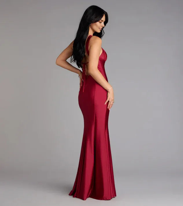 Unique Mermaid Halter Neck Sleeveless Up Sweep/Brush Train Prom Dress