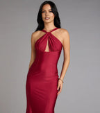 Unique Mermaid Halter Neck Sleeveless Up Sweep/Brush Train Prom Dress