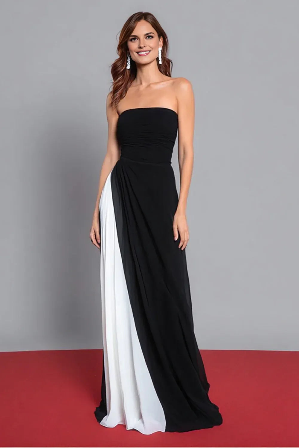 Unique Sheath/Column Strapless Sleeveless Up Floor Length Prom Dress