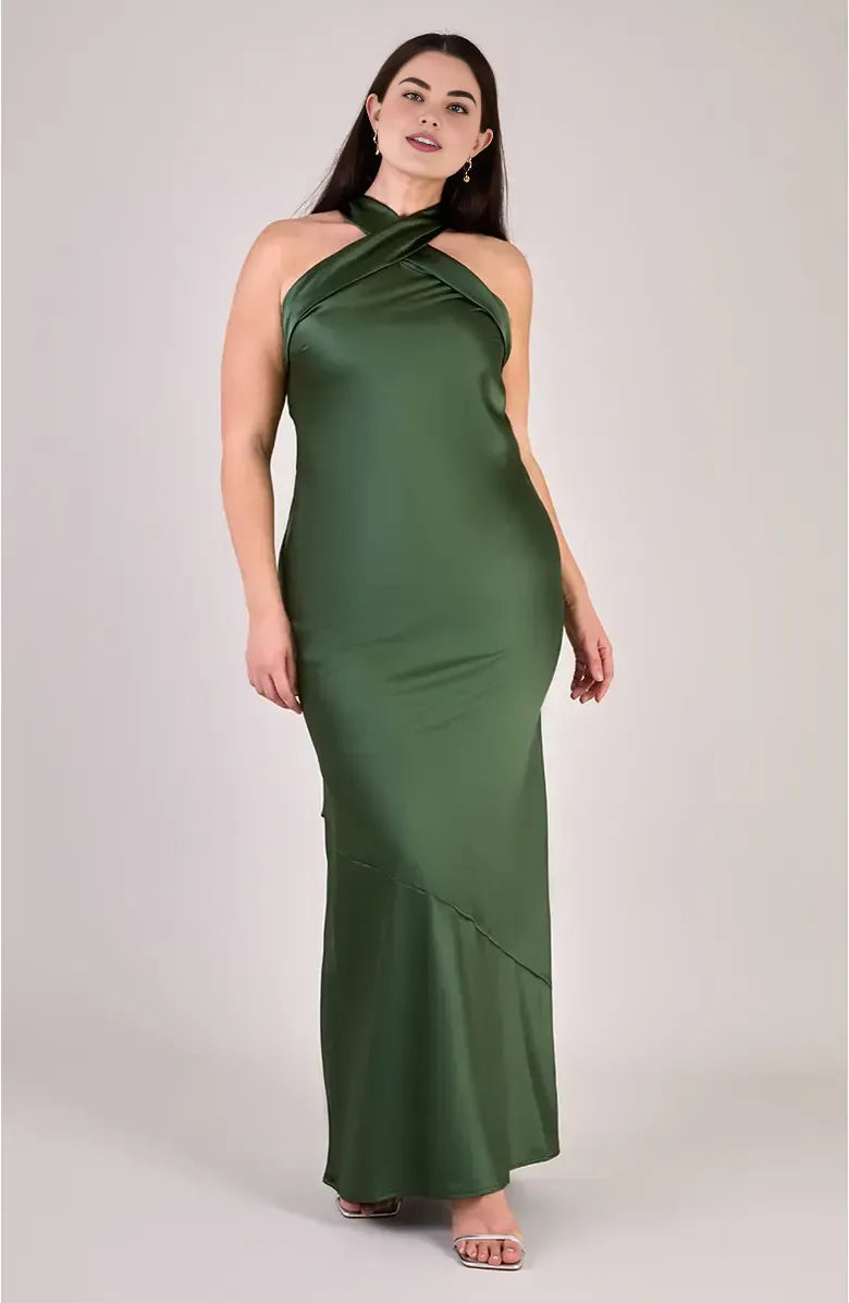 Sheath Halter Neck Sleeveless Floor-Length Prom Dress