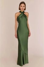 Sheath Halter Neck Sleeveless Floor-Length Prom Dress