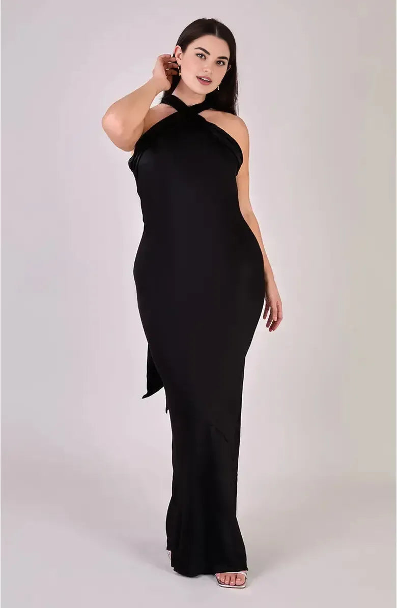 Unique Sheath Halter Neck Sleeveless Floor-Length Prom Dress