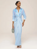 Unique Sheath V Neck Long Sleeve Keyhole Floor-Length Prom Dress