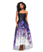 Unique A-Line Strapless Sleeveless Zipper Up High Low-Length Prom Dress