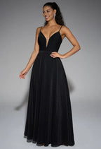 A-line V-Neck Glitter Spaghetti Straps Floor Length Prom Dresses Sleeveless Pleated Custom Off the Shoulder Evening Dresses