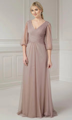 V-Neck Long Sleeves A-Line Classic Floor length Prom Dress For Sale For Adults