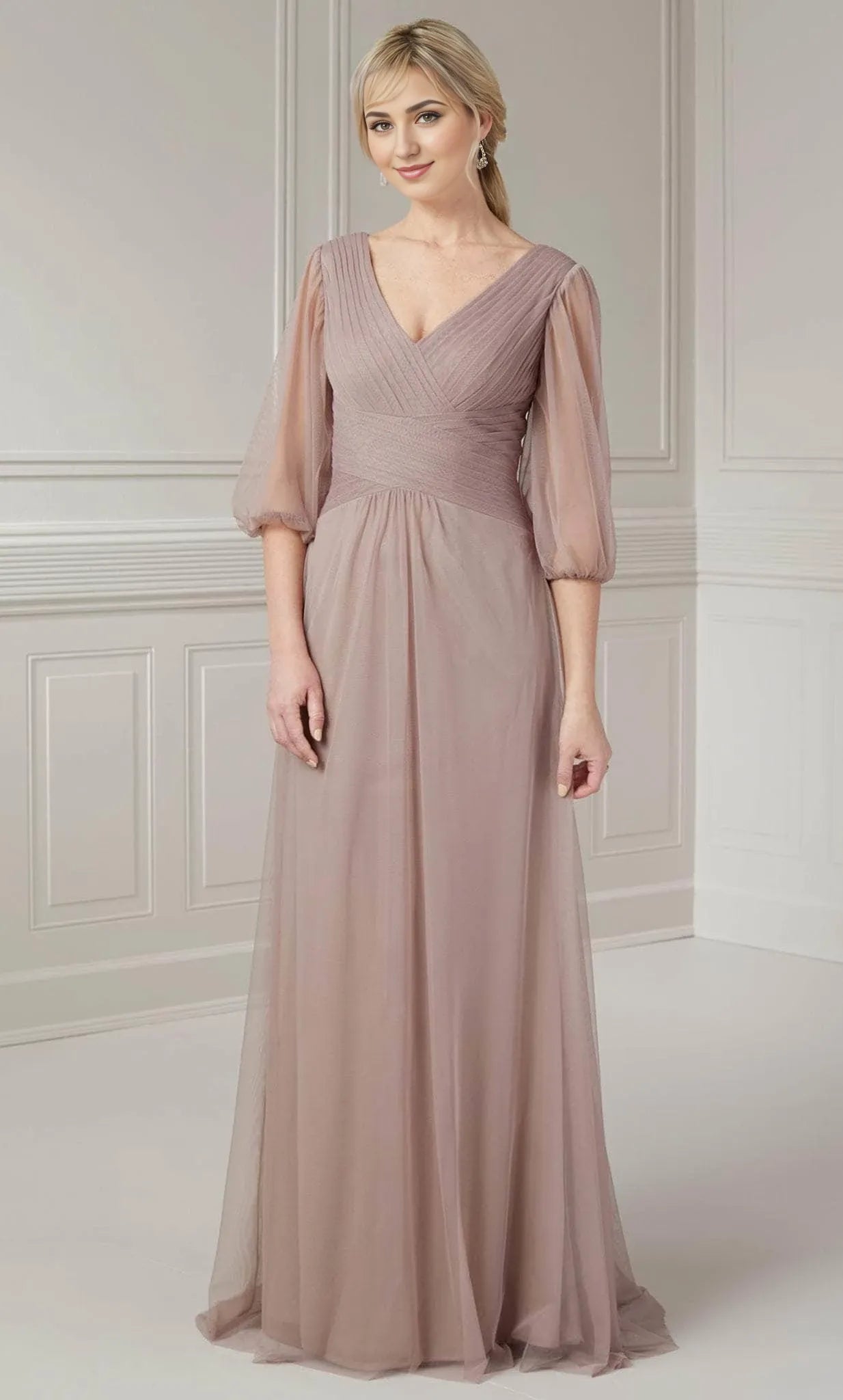 V-Neck Long Sleeves A-Line Classic Floor length Prom Dress For Sale For Adults