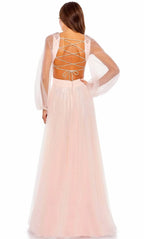 V-Neck Long Sleeves A-Line Romantic Floor Length Prom Dress Hot Sale For Ladies