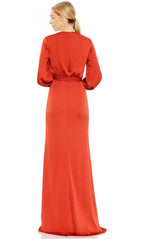 V-Neck Long Sleeves Sheath Formal Off the shoulder Floor Length Prom Dress Hot Sale For Ladies