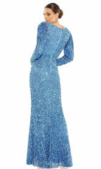 V-Neck Long Sleeves Sheath Shiny Sequin Floor length Long Prom Dress For Sale For Women