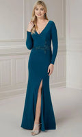 V-Neck Long Sleeves Sheath Tight Floor length Prom Dress Hot Sale For Ladies