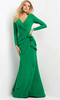 V-Neck Long Sleeves Trumpet Simple Floor length Long Prom Dress For Sale For Ladies