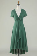 V-Neck Short Sleeves A-Line Elegant Off the shoulder Floor length Party Dress Hot Sale For ladies