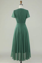 V-Neck Short Sleeves A-Line Elegant Off the shoulder Floor length Party Dress Hot Sale For ladies