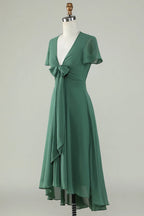 V-Neck Short Sleeves A-Line Elegant Off the shoulder Floor length Party Dress Hot Sale For ladies