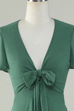 V-Neck Short Sleeves A-Line Elegant Off the shoulder Floor length Party Dress Hot Sale For ladies