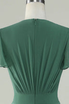 V-Neck Short Sleeves A-Line Elegant Off the shoulder Floor length Party Dress Hot Sale For ladies