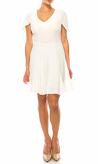 V-Neck Short Sleeves A-line white Fashion Off the shoulder Short Prom Dress For Sale For Women