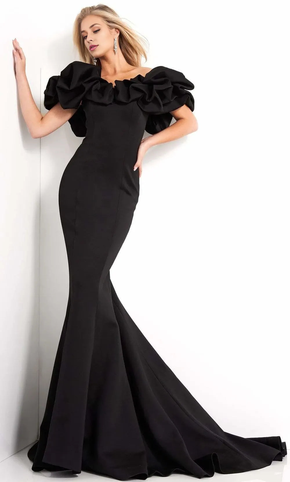 V-Neck Short Sleeves Mermaid Romantic Floor length Long Prom Dress For Sale For Ladies