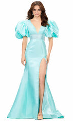 V-Neck Short Sleeves Trumpet Elegant Floor length Long Prom Dress For Sale For Women