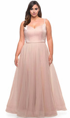 V-Neck Sleeveless  A-Line Beautiful Plus Size Floor length Long Prom Dress For Sale For Ladies