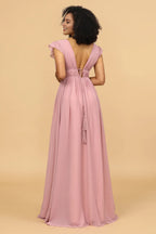 V-Neck Sleeveless A-Line Classic Floor Length Prom Dress Hot Sale For Adults