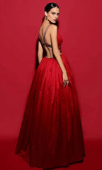 V-Neck Sleeveless A-Line Fashion Red Off the shoulder Floor length Prom Dress For Sale For Women